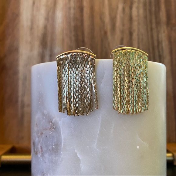 a new day Jewelry - A  New Day Gold Waterfall Chain Herringbone Fringe Earrings NWT